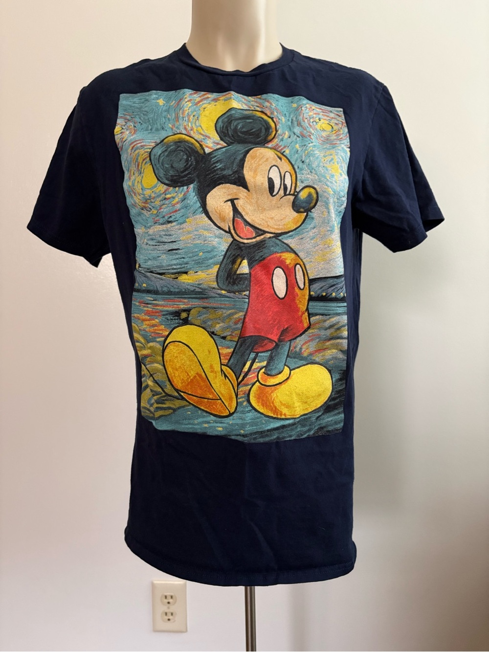 Disney Mickey Mouse Starry Graphic Tee Size Medium Dark Blue Short Sleeve